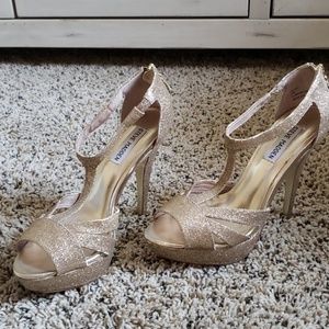 Steve Madden gold glitter heels